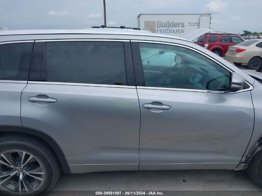 2016 Toyota Highlander Xle V6 VIN: 5TDKKRFH2GS505548 Lot: 39591597