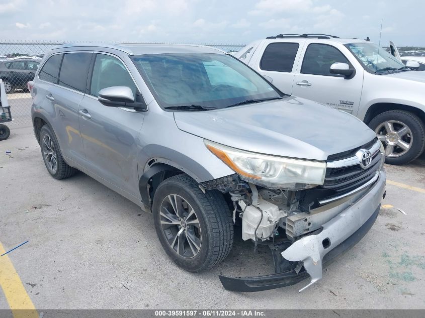 2016 Toyota Highlander Xle V6 VIN: 5TDKKRFH2GS505548 Lot: 39591597