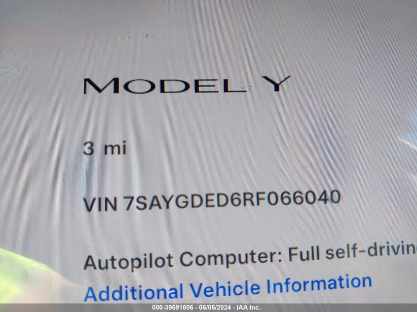 7SAYGDED6RF066040 2024 Tesla Model Y Rwd