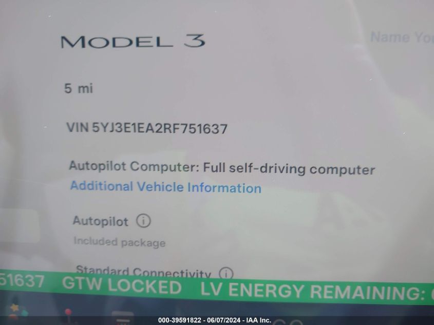 5YJ3E1EA2RF751637 2024 Tesla Model 3 Rear-Wheel Drive