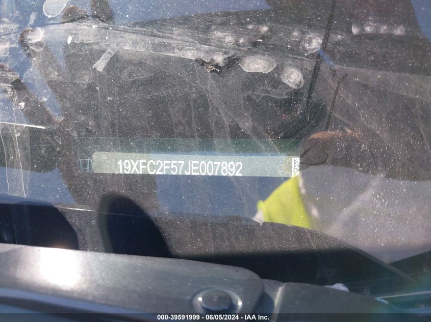 2018 Honda Civic Lx VIN: 19XFC2F57JE007892 Lot: 39591999