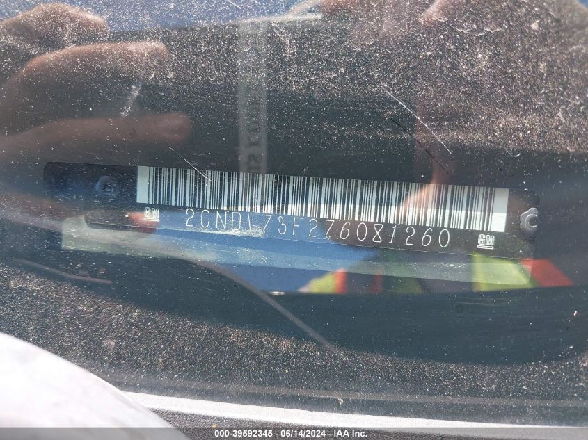 2007 Chevrolet Equinox Lt VIN: 2CNDL73F276081260 Lot: 39592345