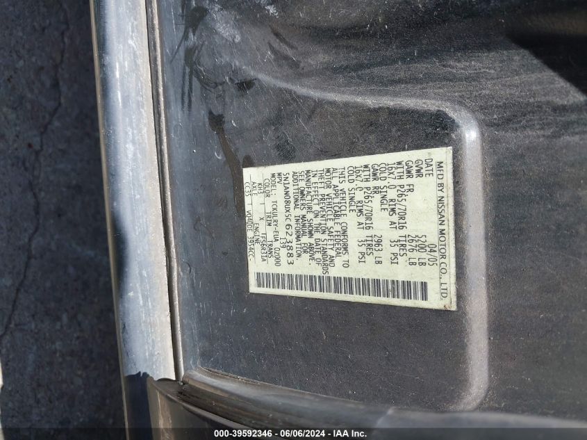 2005 Nissan Xterra S VIN: 5N1AN08UX5C623883 Lot: 39592346