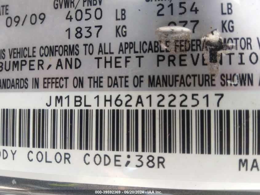 2010 Mazda Mazda3 S Grand Touring VIN: JM1BL1H62A1222517 Lot: 39592369