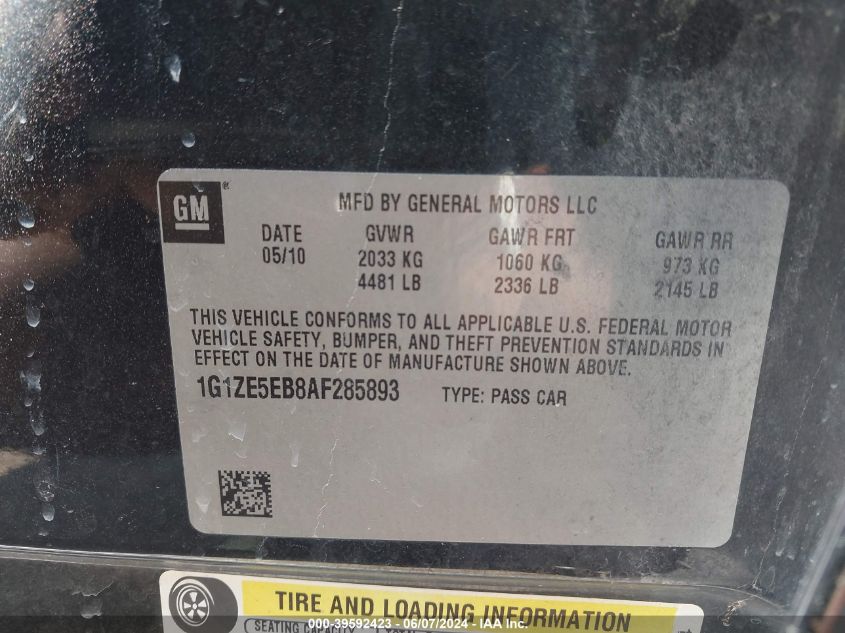 2010 Chevrolet Malibu Ltz VIN: 1G1ZE5EB8AF285893 Lot: 39592423