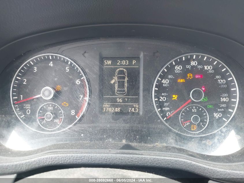 2012 Volkswagen Passat 2.5L Se VIN: 1VWBP7A37CC088017 Lot: 39592668