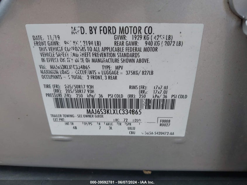 2020 FORD ECOSPORT TITANIUM - MAJ6S3KLXLC334865