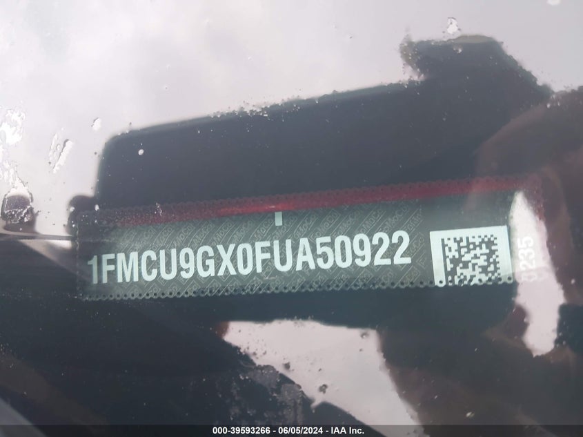 2015 Ford Escape Se VIN: 1FMCU9GX0FUA50922 Lot: 39593266
