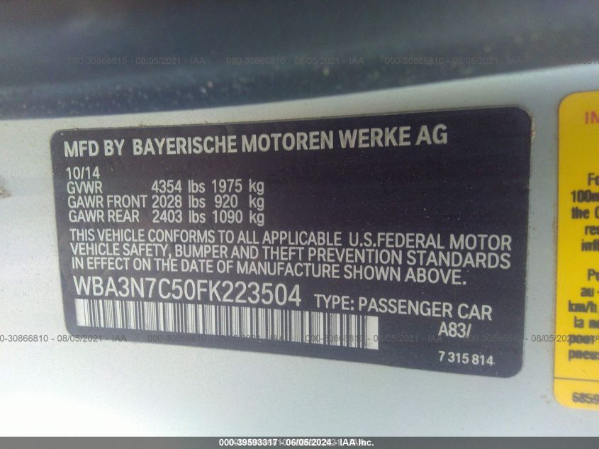 WBA3N7C50FK223504 2015 BMW 428I