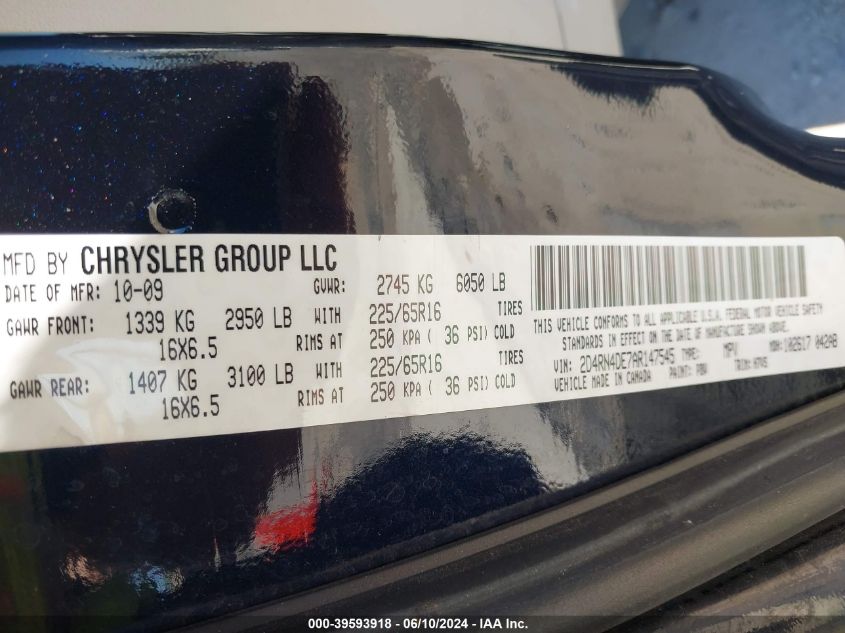 2010 Dodge Grand Caravan Se VIN: 2D4RN4DE7AR147545 Lot: 39593918