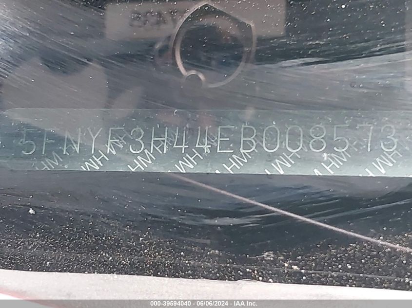 2014 Honda Pilot Ex VIN: 5FNYF3H44EB008573 Lot: 39594040