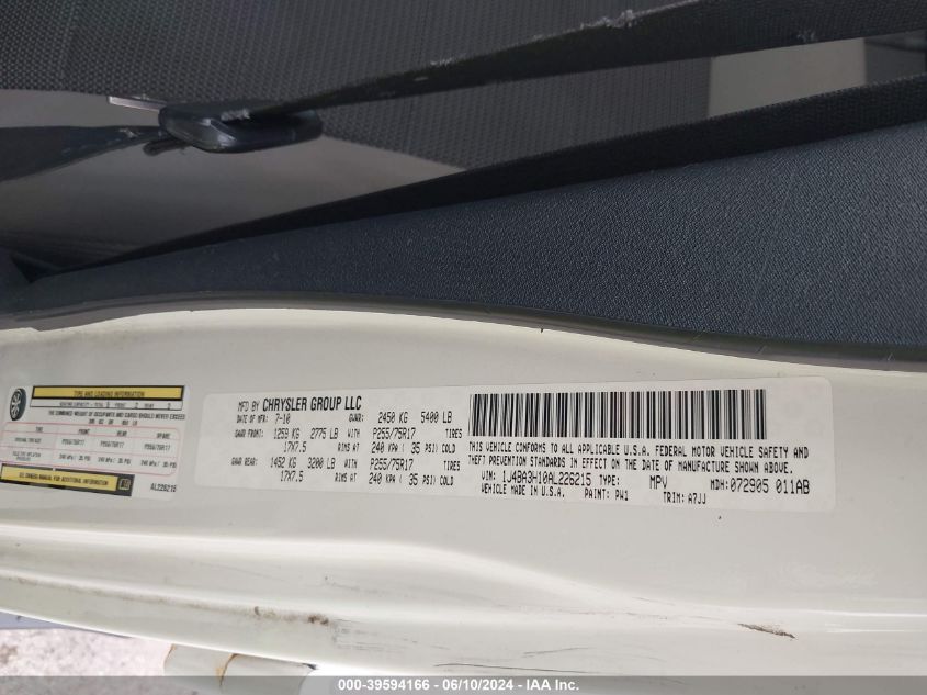 2010 Jeep Wrangler Unlimited Sport VIN: 1J4BA3H10AL226215 Lot: 39594166