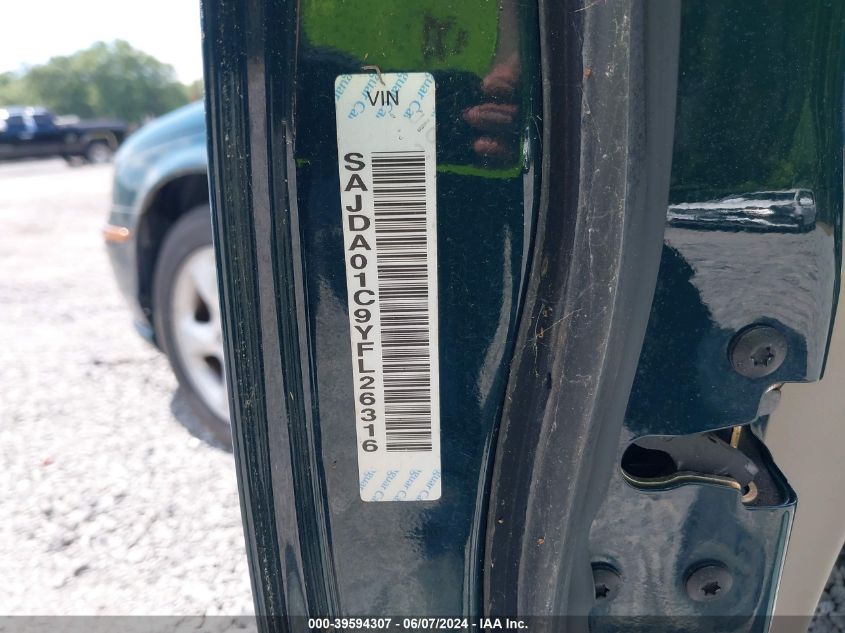 2000 Jaguar S-Type 3.0L V6 VIN: SAJDA01C9YFL26316 Lot: 39594307