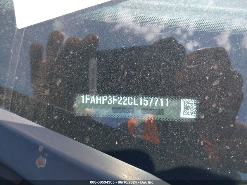 2012 Ford Focus Se VIN: 1FAHP3F22CL157711 Lot: 39594905