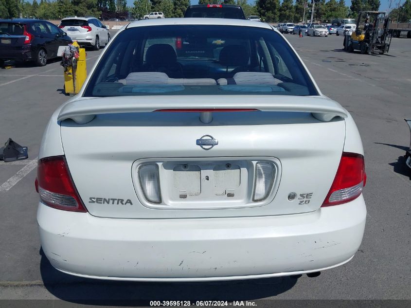 2000 Nissan Sentra Se VIN: 3N1BB51D2YL103987 Lot: 39595128