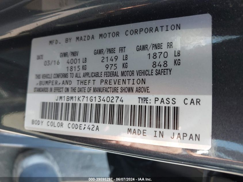 2016 MAZDA MAZDA3 I SPORT - JM1BM1K71G1340274