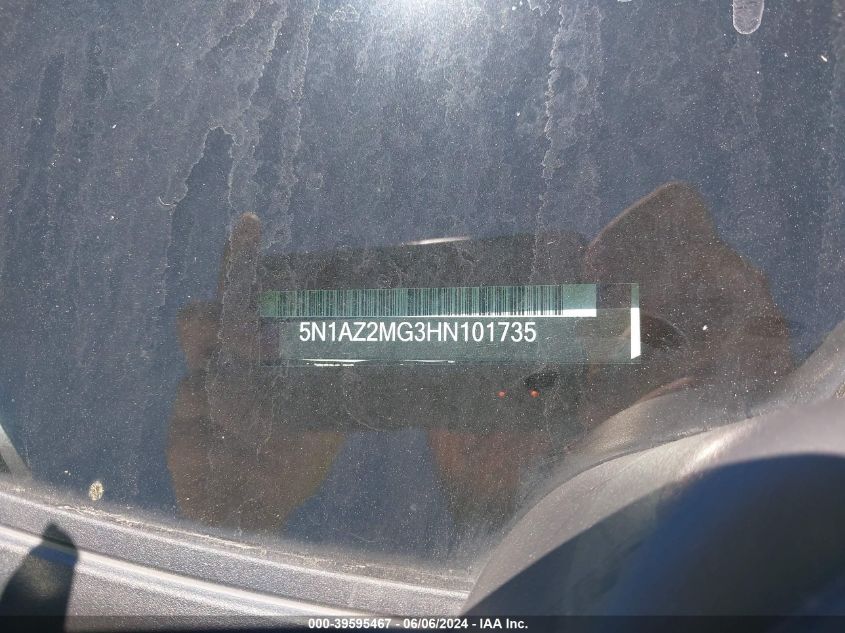2017 Nissan Murano Platinum/S/Sl/Sv VIN: 5N1AZ2MG3HN101735 Lot: 39595467