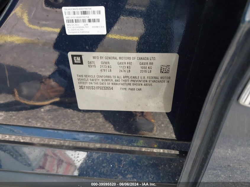 2015 CHEVROLET IMPALA 2LZ - 2G1165S31F9232654