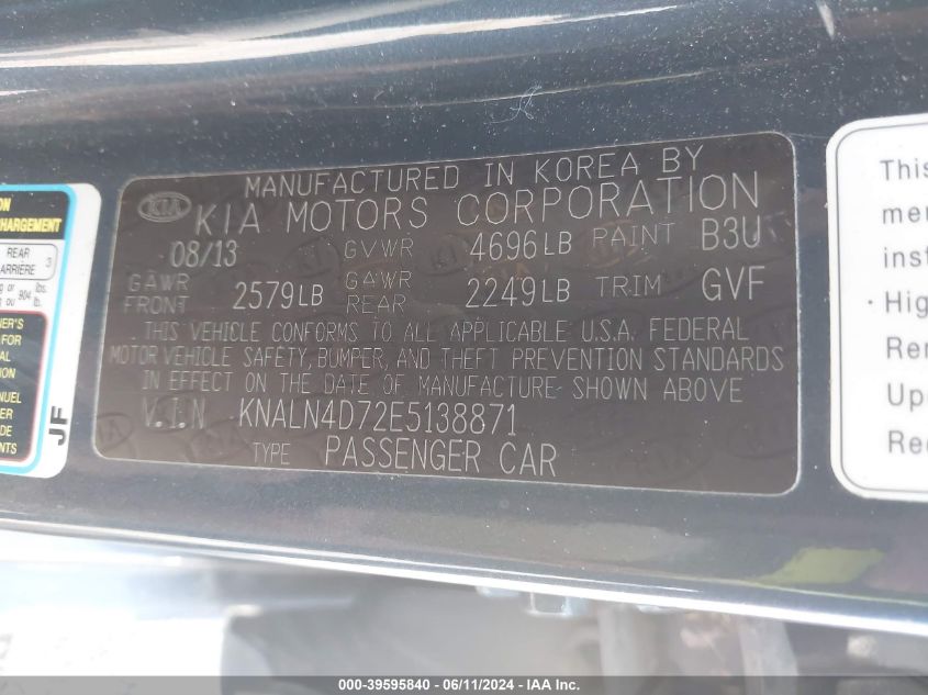 2014 KIA CADENZA PREMIUM - KNALN4D72E5138871