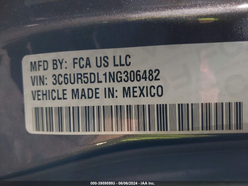 2022 Ram 2500 Big Horn 4X4 6'4 Box VIN: 3C6UR5DL1NG306482 Lot: 39595993