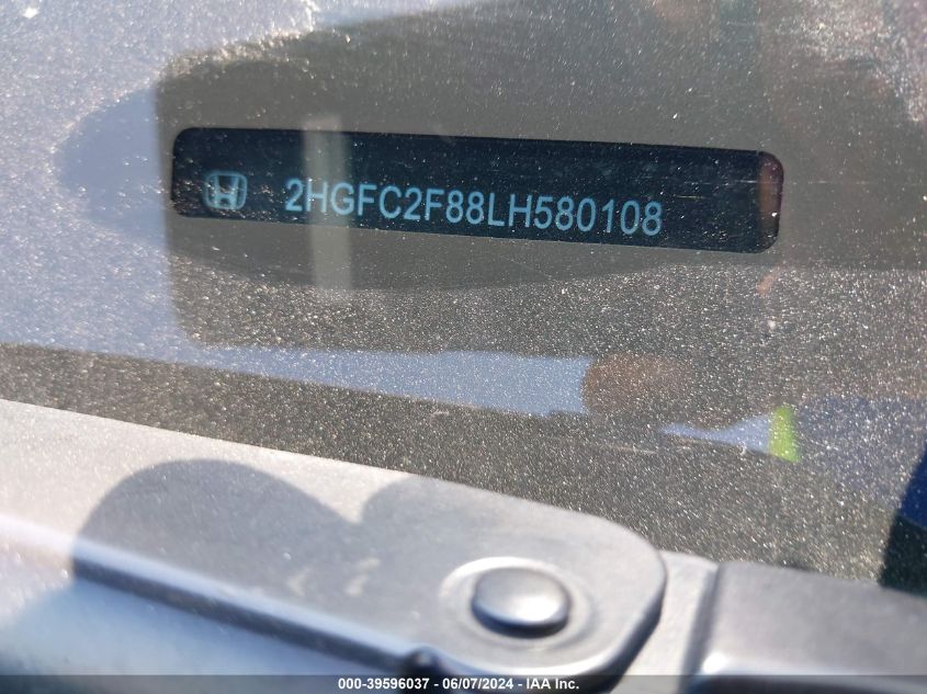 2020 Honda Civic Sport VIN: 2HGFC2F88LH580108 Lot: 39596037