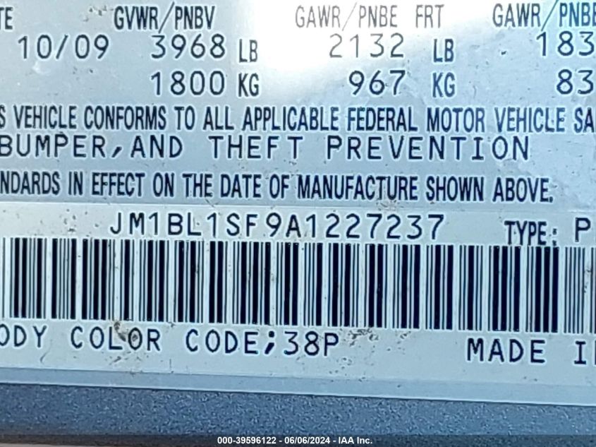 2010 Mazda Mazda3 I Sport VIN: JM1BL1SF9A1227237 Lot: 39596122