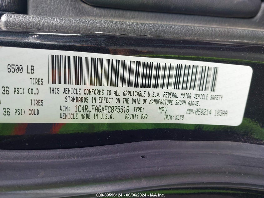 2015 Jeep Grand Cherokee Altitude VIN: 1C4RJFAGXFC875516 Lot: 39596124
