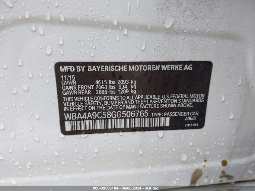 2016 BMW 428I GRAN COUPE - WBA4A9C58GG506765