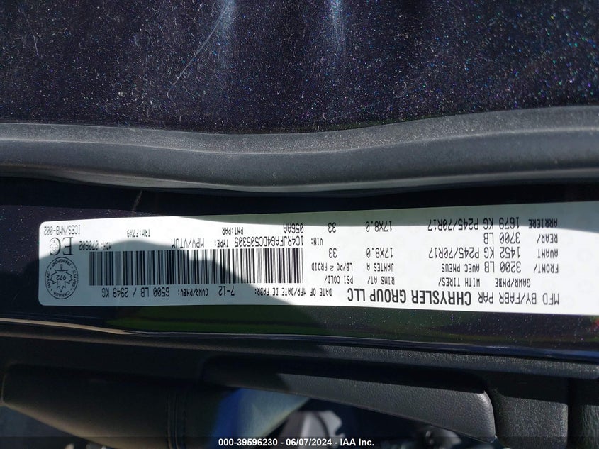 2013 Jeep Grand Cherokee Laredo VIN: 1C4RJFAG4DC505305 Lot: 39596230