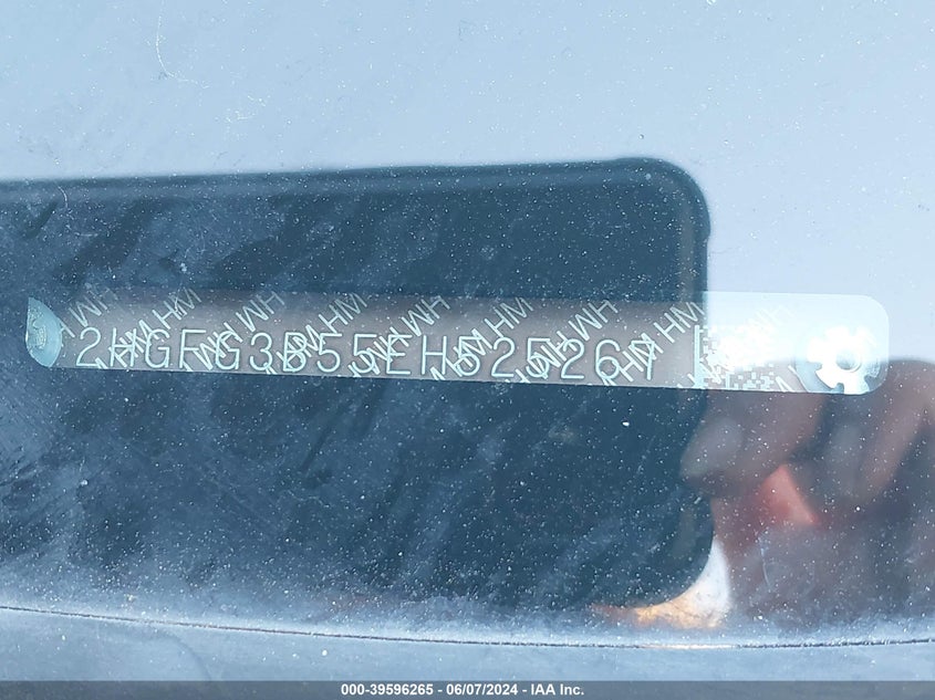 2014 Honda Civic Lx VIN: 2HGFG3B55EH525267 Lot: 39596265