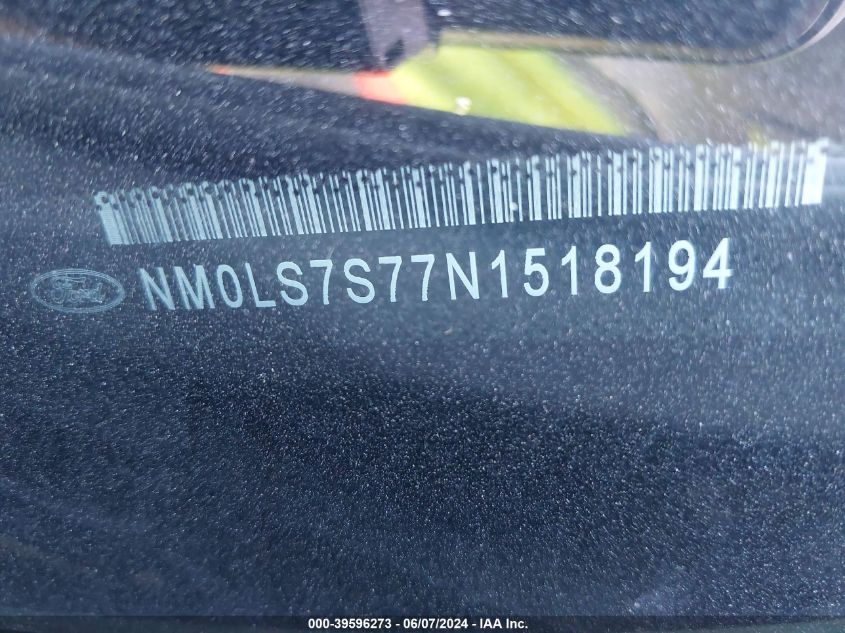 2022 Ford Transit Connect Xl VIN: NM0LS7S77N1518194 Lot: 39596273