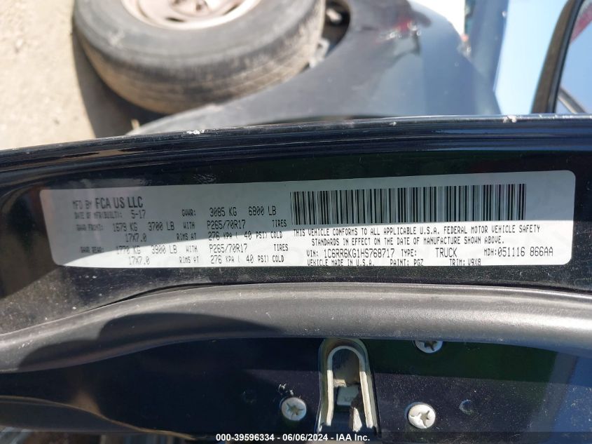 2017 Ram 1500 Tradesman 4X2 5'7 Box VIN: 1C6RR6KG1HS768717 Lot: 39596334