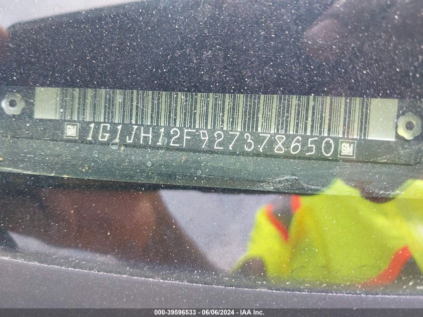 2002 Chevrolet Cavalier Z24 VIN: 1G1JH12F927378650 Lot: 39596533