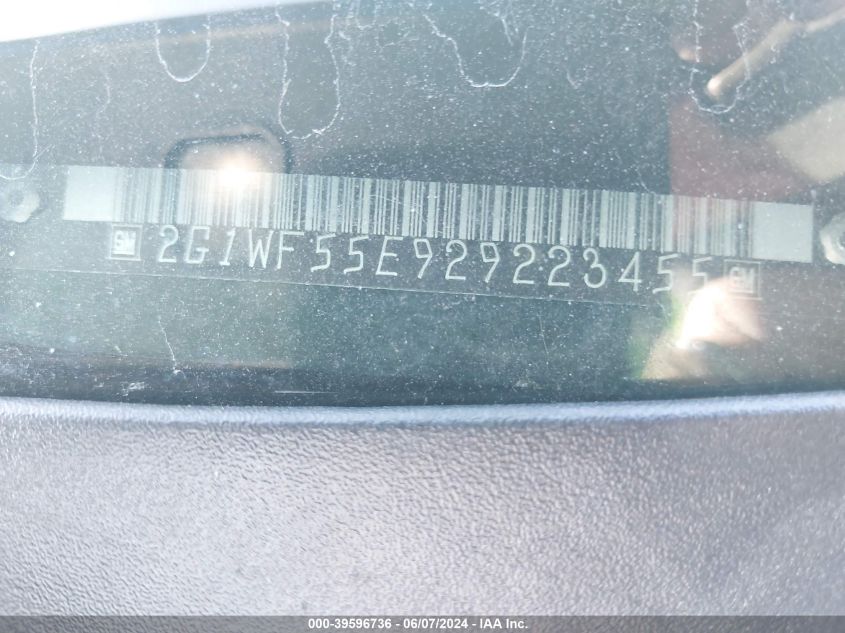 2002 Chevrolet Impala VIN: 2G1WF55E929223455 Lot: 39596736