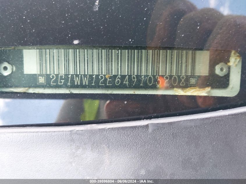 2004 Chevrolet Monte Carlo Ls VIN: 2G1WW12E649103208 Lot: 39596804