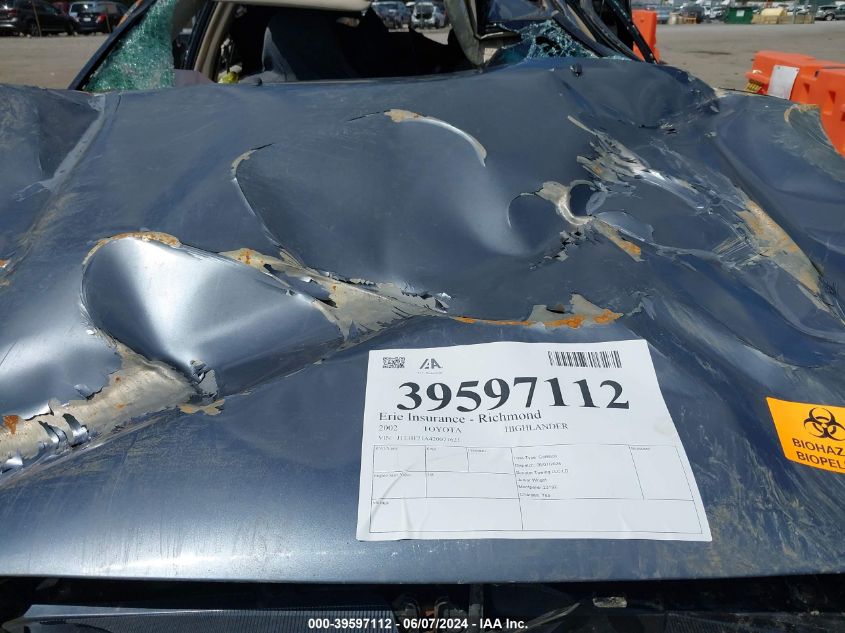 2002 Toyota Highlander V6 VIN: JTEHF21A420077621 Lot: 39597112