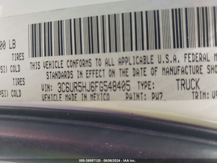 2015 Ram 2500 Tradesman VIN: 3C6UR5HJ6FG548405 Lot: 39597125