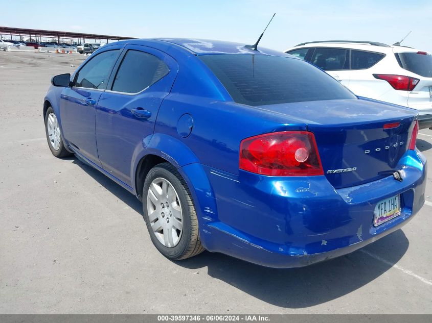 2013 Dodge Avenger Se VIN: 1C3CDZABXDN616663 Lot: 39597346