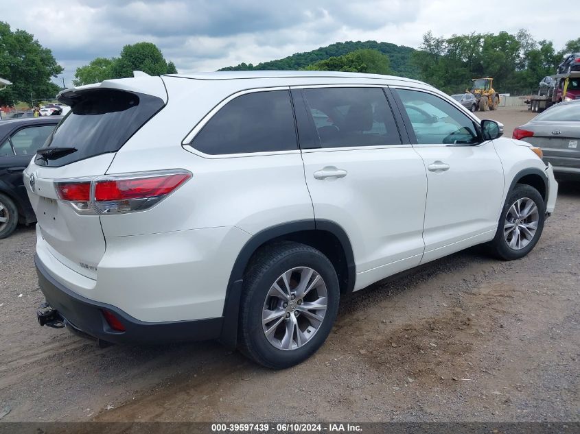 2015 Toyota Highlander Xle V6 VIN: 5TDJKRFH3FS158838 Lot: 39597439