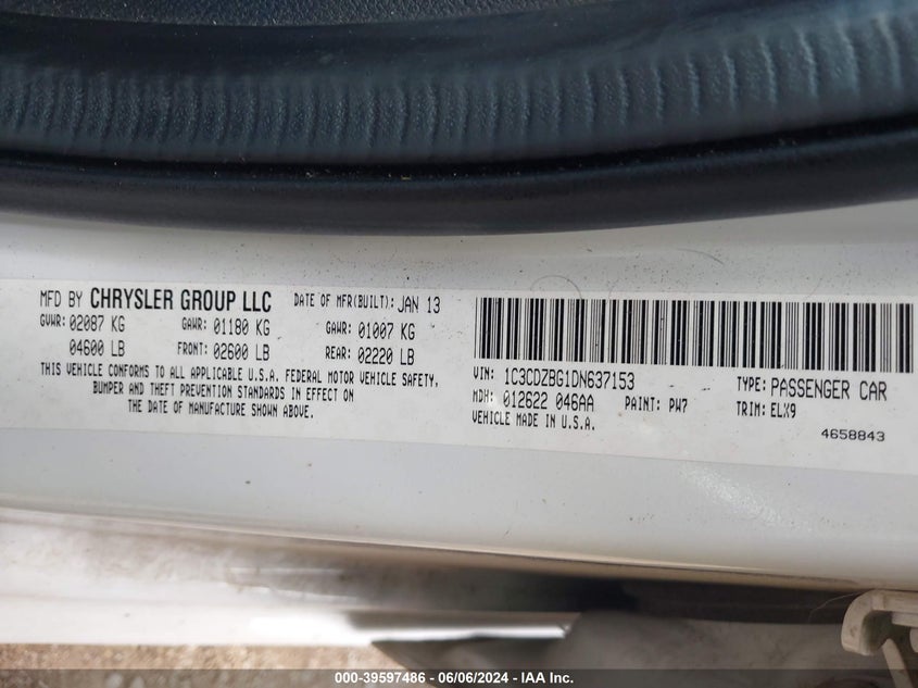 2013 DODGE AVENGER R/T - 1C3CDZBG1DN637153