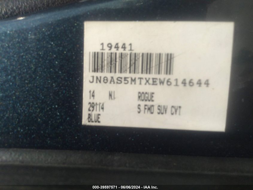 2014 NISSAN ROGUE SELECT S - JN8AS5MTXEW614644