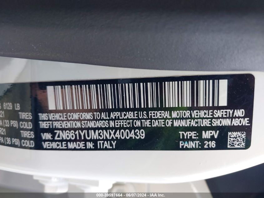 ZN661YUM3NX400439 2022 Maserati Levante Modena