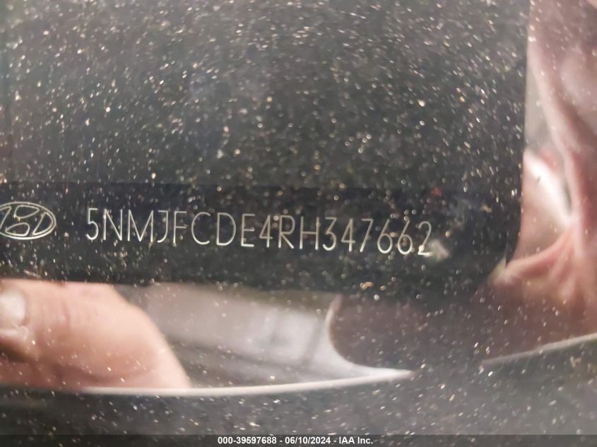 2024 Hyundai Tucson Sel VIN: 5NMJFCDE4RH347662 Lot: 39597688
