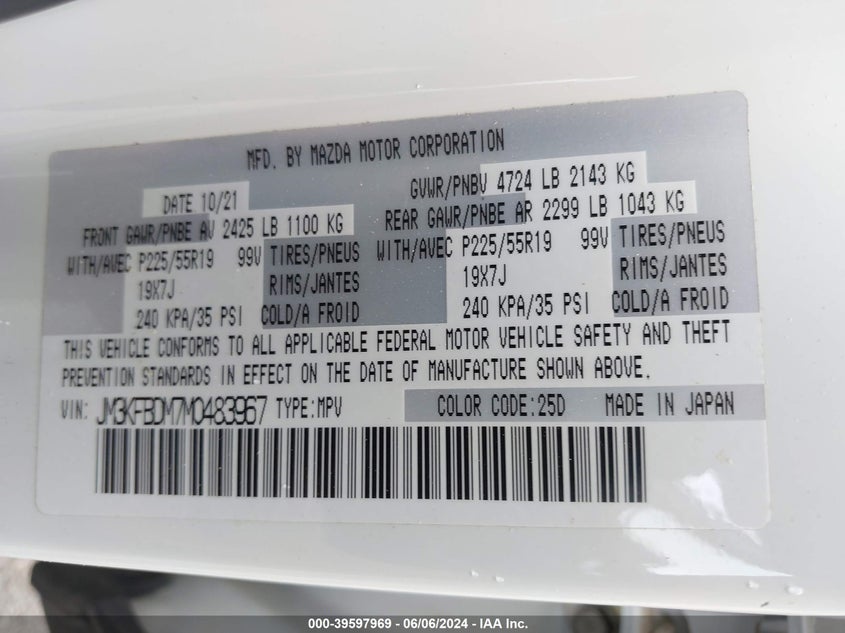 2021 MAZDA CX-5 GRAND TOURING - JM3KFBDM7M0483967