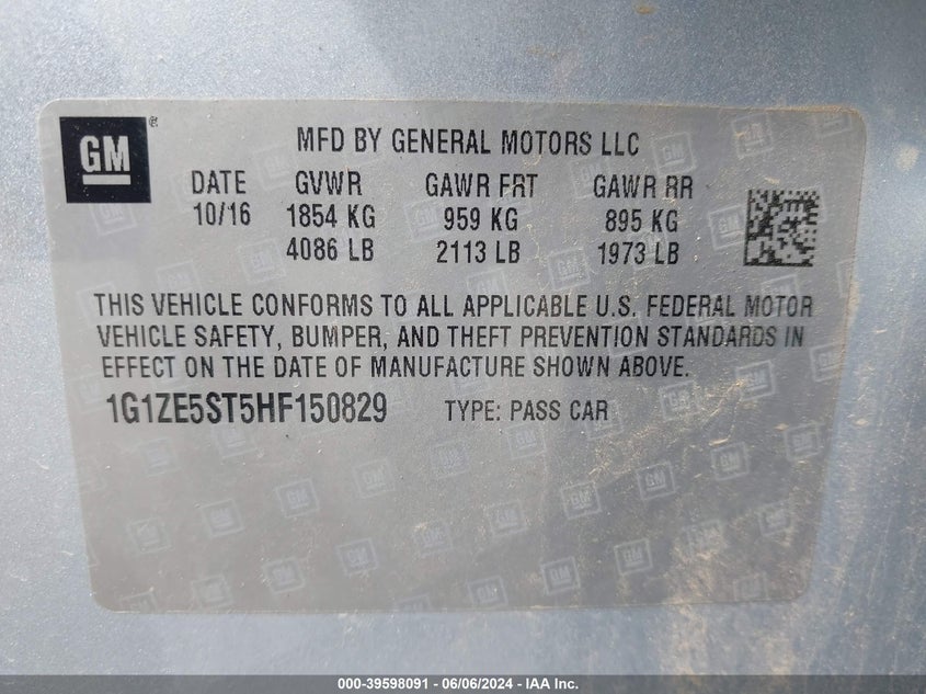 2017 CHEVROLET MALIBU 1LT - 1G1ZE5ST5HF150829