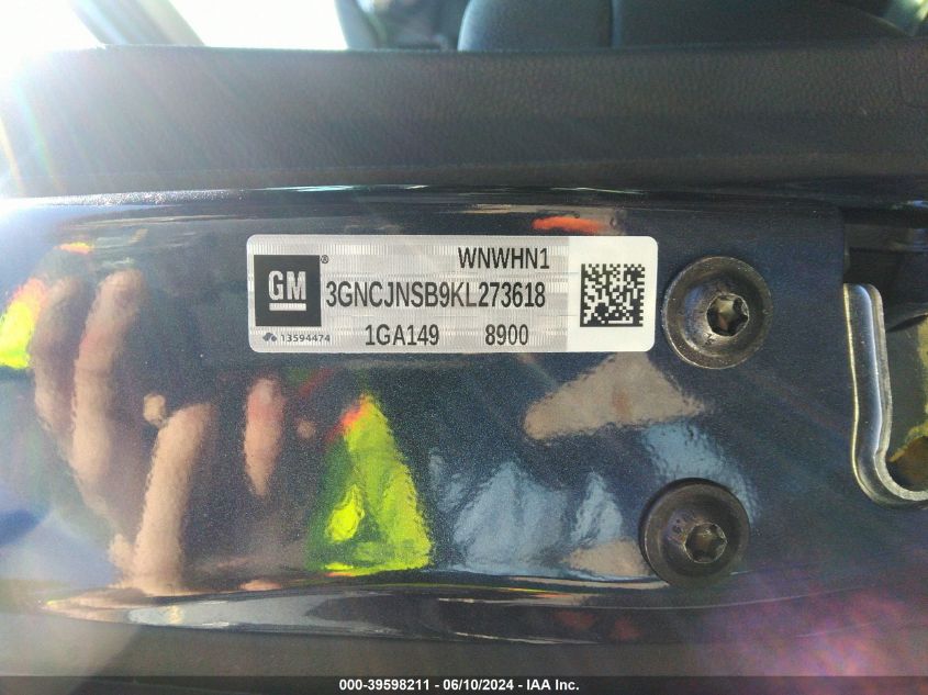 2019 Chevrolet Trax Ls VIN: 3GNCJNSB9KL273618 Lot: 39598211