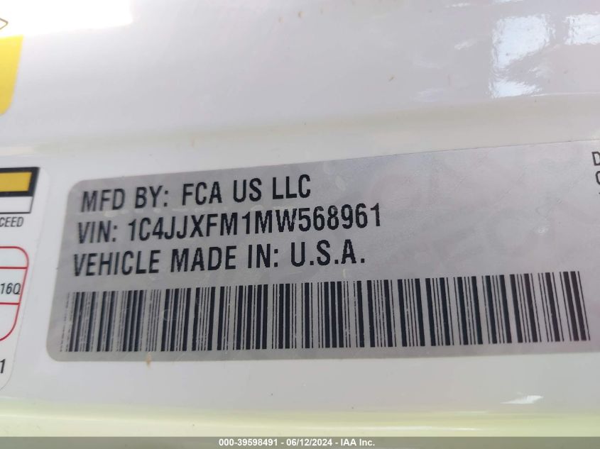 2021 Jeep Wrangler Unlimited Rubicon 4X4 VIN: 1C4JJXFM1MW568961 Lot: 39598491