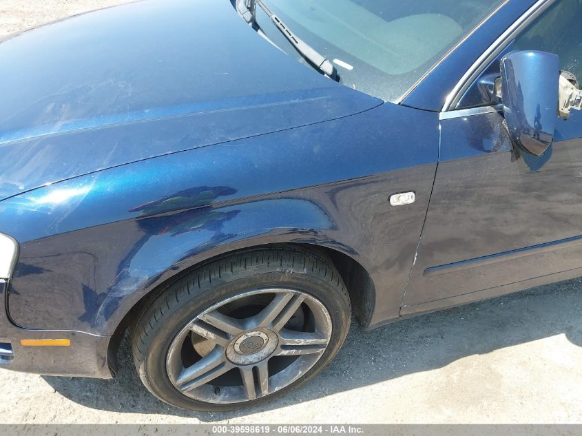 2006 Audi A4 2.0T VIN: WAUAF78E56A052137 Lot: 39598619