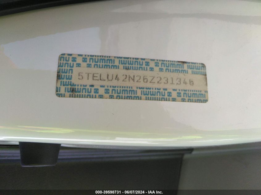 2006 Toyota Tacoma Base V6 VIN: 5TELU42N26Z231346 Lot: 39598731