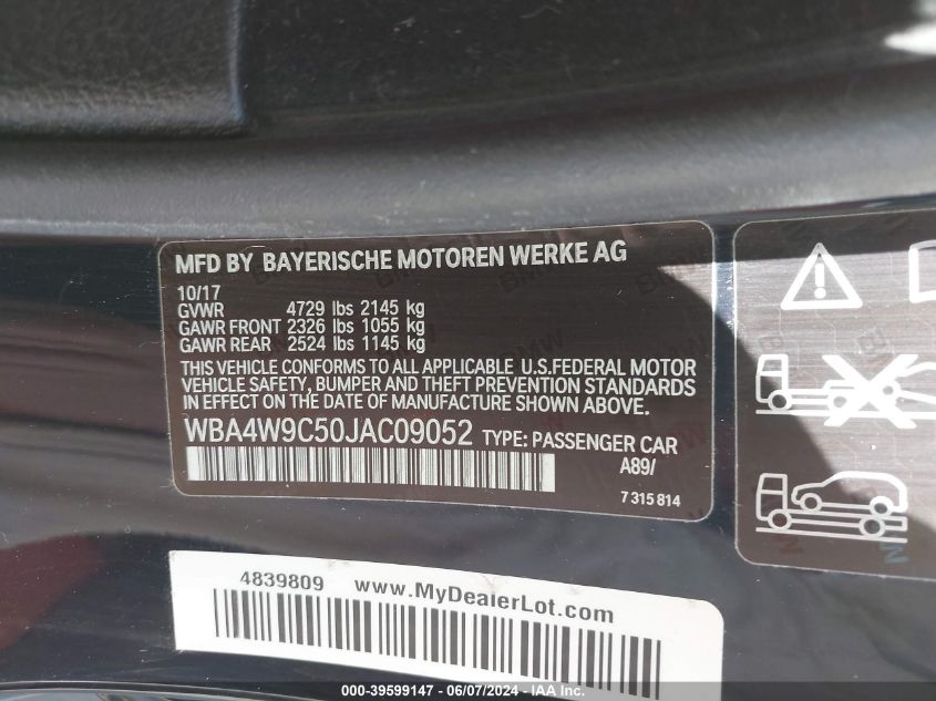 WBA4W9C50JAC09052 2018 BMW 440I xDrive